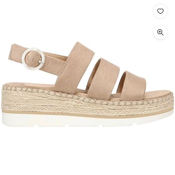 Dr Scholl’s Platform Wedges Sandal Toasted Taupe Microfiber - Picture 2 of 5